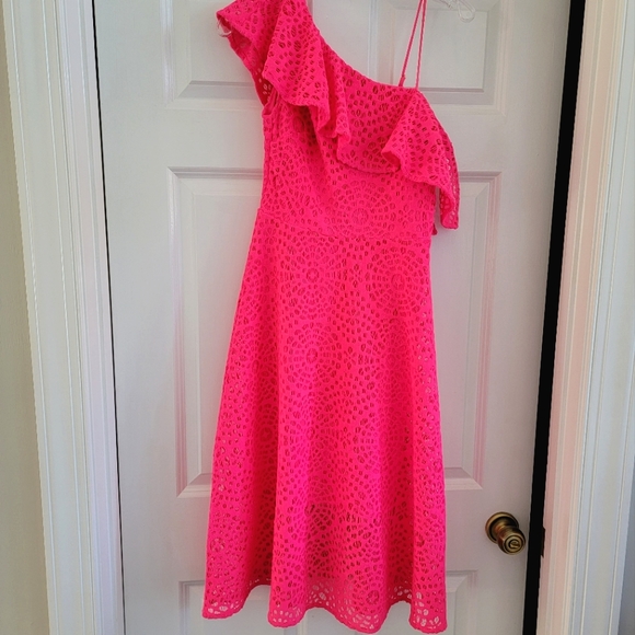 LILLY PULITZER Callisto Midi Dress, Terry Lace, Pink Cosmo - Picture 7 of 8